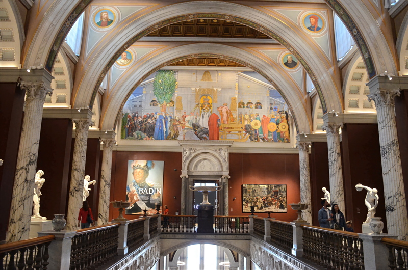 29 - The interior staircase of the National museum in Stockholm, featuring Carl Larsson's mural Midvinterblot